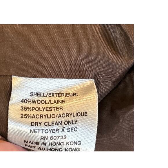 Vtg MICHII MOON Tweed Cropped Blazer Brn Burgundy Double Breasted 12 Womens - Picture 9 of 9